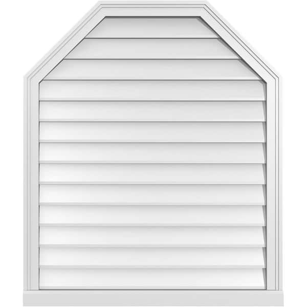 Ekena Millwork 34" x 40" Octagonal Top Surface Mount PVC Gable Vent: Non-Functional with Brickmould Sill Frame
