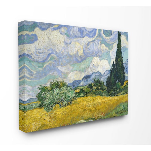 36 in. x 48 in. "Van Gogh Wheat Field with Cypresses Post Impressionist Painting" by Vincent Van Gogh Canvas Wall Art