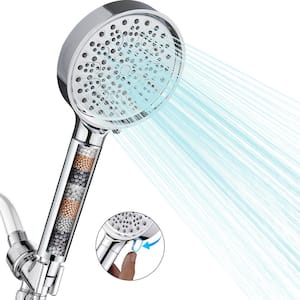 6-Spray Patterns 4.9 in. Wall Mount Handheld Shower Head 1.8 GPM in Chrome color