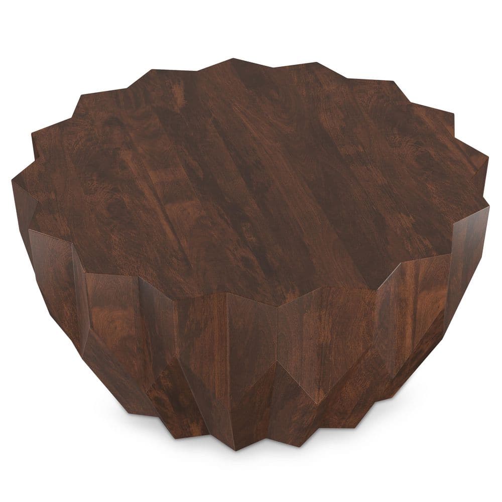 Turnbull Round Walnut Mango Wood Geometric Coffee Table