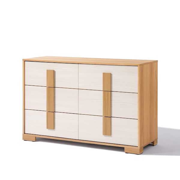 Brown and White 6-Drawer 20.7 in. Dresser
