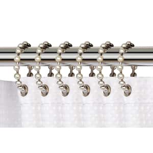 Shower Curtain Rings, Shower Curtain Rings for Bathroom Shower Rods Curtains - Set of 12- Brushed Nickel
