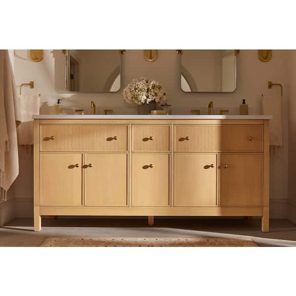 Malin by Studio McGee 72 in. White Oak Bath Vanity with Bianco Bella Quartz Top