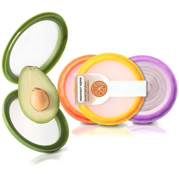 Reusable Dual-Sided Fruit & Food Savers, 4 Piece, BPA Free, Dishwasher Safe, Fresh Keeping Storage Containers Set