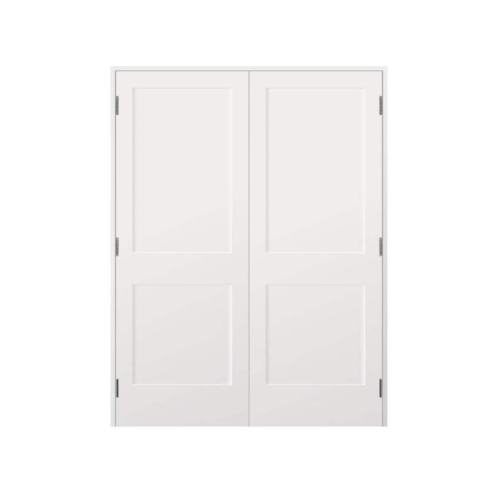 56 in. x 80 in. Bi-Parting Solid Core White Primed Composite Prehung French Door Catch Ball Satin Nickel Jamb-6-1/2 in. price history on PriceWatchPro