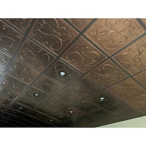 New Orleans 2 ft. x 2 ft. Lay-in or Glue-up Ceiling Tile in Antique Bronze (40 sq. ft. / case)