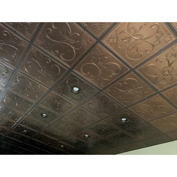 New Orleans 2 ft. x 2 ft. Lay-in or Glue-up Ceiling Tile in Antique Bronze (40 sq. ft. / case)