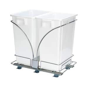 Household Essentials 9 Gal. Double Under Cabinet Double Sliding Trash Can Caddy White, Chrome