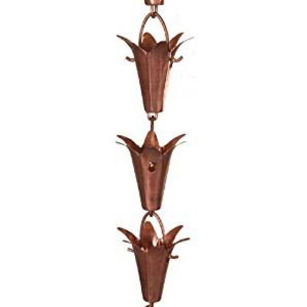Monarch Rain Chains 3 ft. Monarch Pure Copper Lily Rain Chain Extension