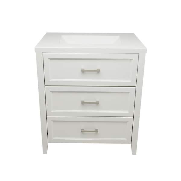 Ella Zermatt 31 in. W x 22 in. D Bath Vanity in White with White Cultured Marble Top Single Hole