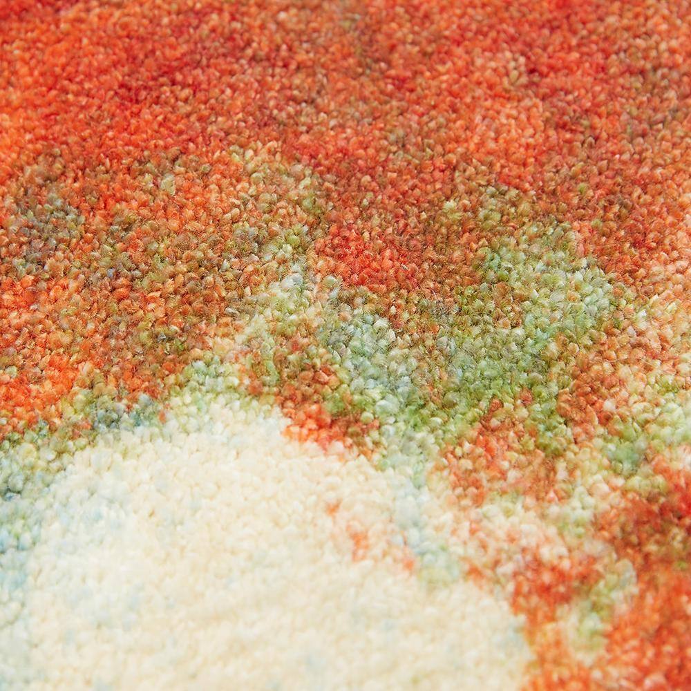 Colorful Floral Red and Green Nylon Area Rug 5' x 8'