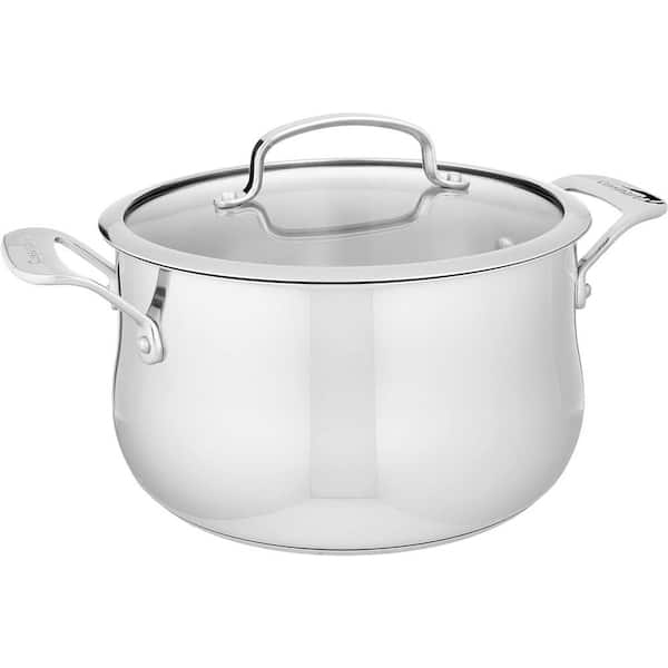Adrinfly 5 qt. Round Stainless Steel Dutch Oven with Tempered Glass Cover