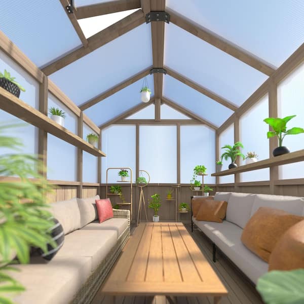 VEIKOUS 6 ft. W x 12 ft. D Brown Outdoor Garden Greenhouse with