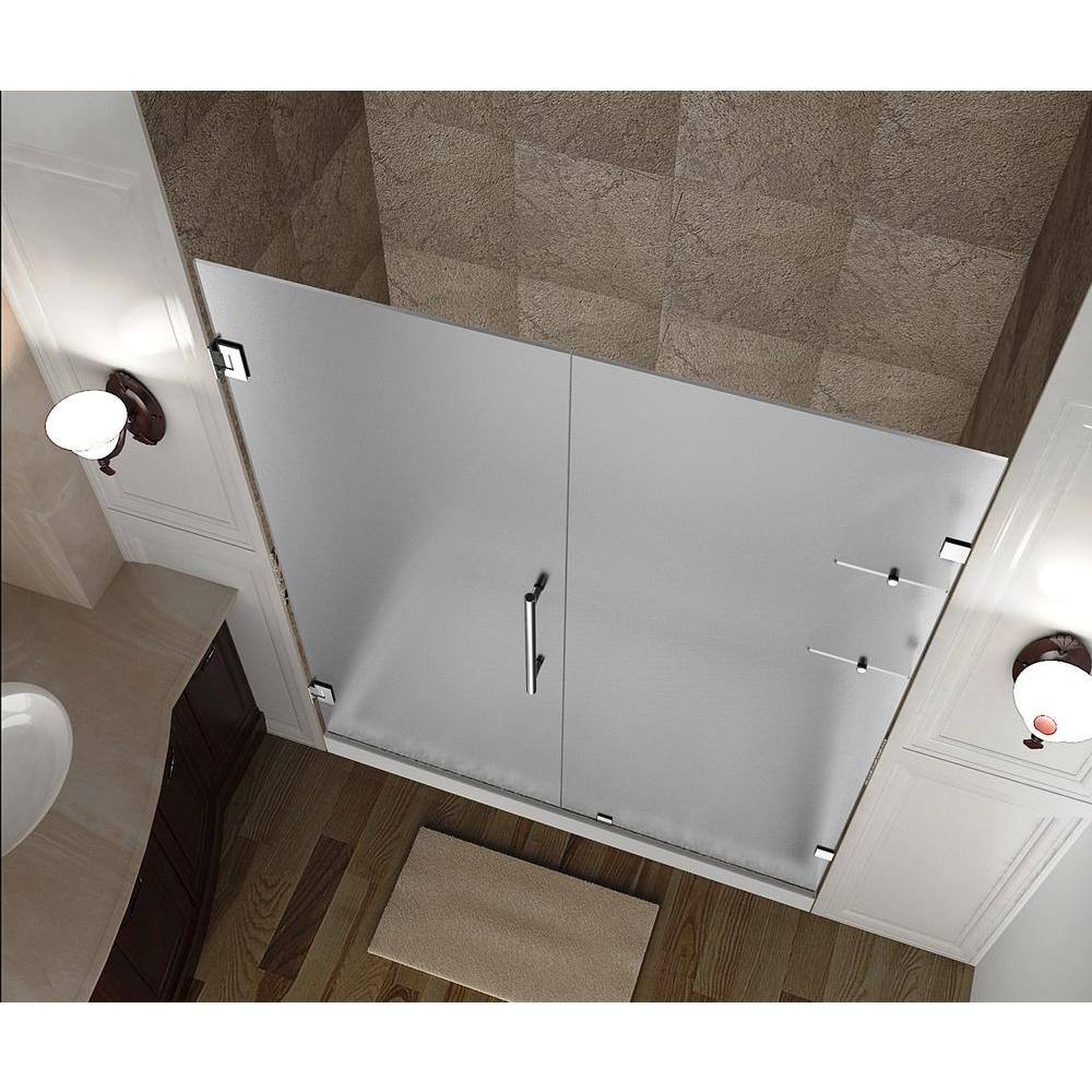 Nautis GS 37 x 72 Frosted Glass Frameless Hinged Shower Door in Chrome