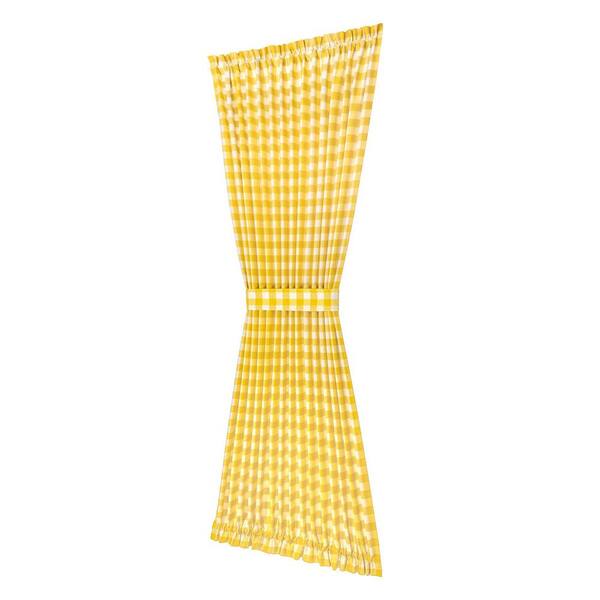 ACHIM Buffalo Check 54 in. W x 72 in. L Polyester/Cotton Light Filtering Door Panel and Tieback in Yellow