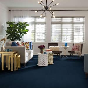 Starlore - Normandy - Blue 39.3 oz. Nylon Pattern Installed Carpet