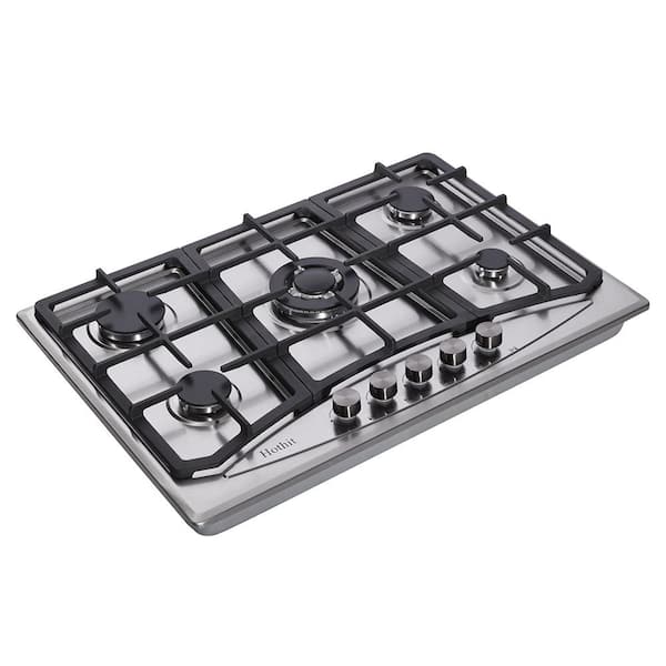 GD 30 in. 5-Burners Recessed Gas Cooktop in Stainless Steel with 5-Power Burners