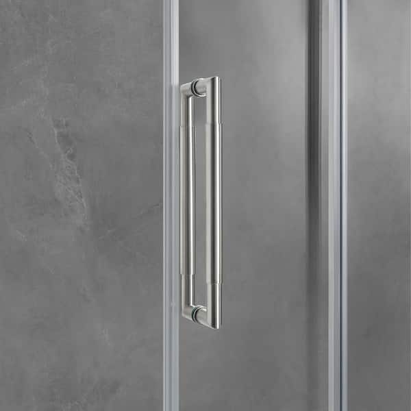 Dylan 46 1/2 in. - 48 in. W x 76 in. H Sliding Frameless Shower Door in Brushed Nickel with Clear Glass