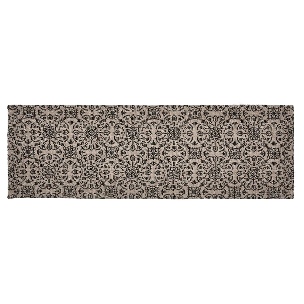 Natural Cotton Medallion Pattern Table Runner 12x48