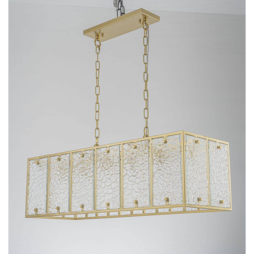 33.5 in. 6-Light Gold Linear Chandelier with Hammered Glass Shades, Modern Kitchen Island Pendant Light price history on PriceWatchPro