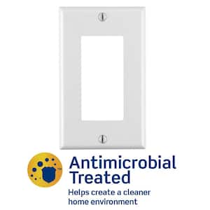 Decora 1-Gang Antimicrobial Treated Decorator/Rocker Wallplate, White
