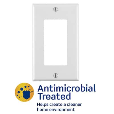 1-Gang White Antimicrobial Decora/Rocker Plastic Standard Wall Plate (1-Pack) 80401-2AW