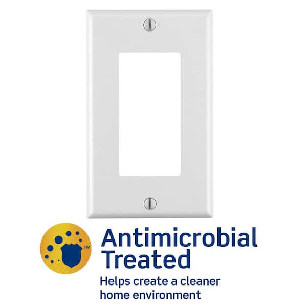 Leviton Decora 1-Gang Antimicrobial Treated Decorator/Rocker Wallplate, White