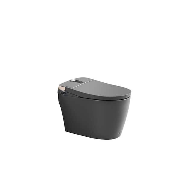 12 in. 1-Piece 1.28 GPF Single Flush Smart Elongated Toilet in Gray,Closing Seat Included/Auto Flushing/Adjustable Temp