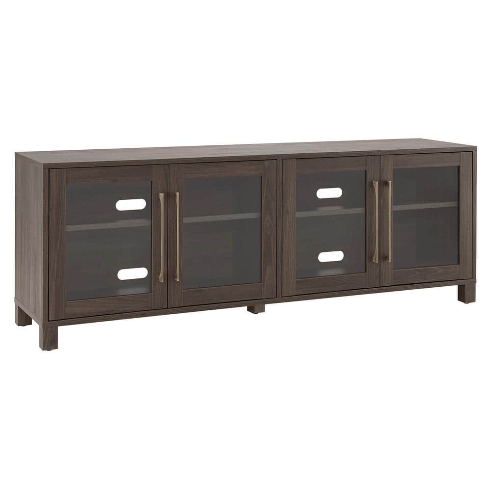 Alder Brown Rectangular TV Stand with Glass Doors