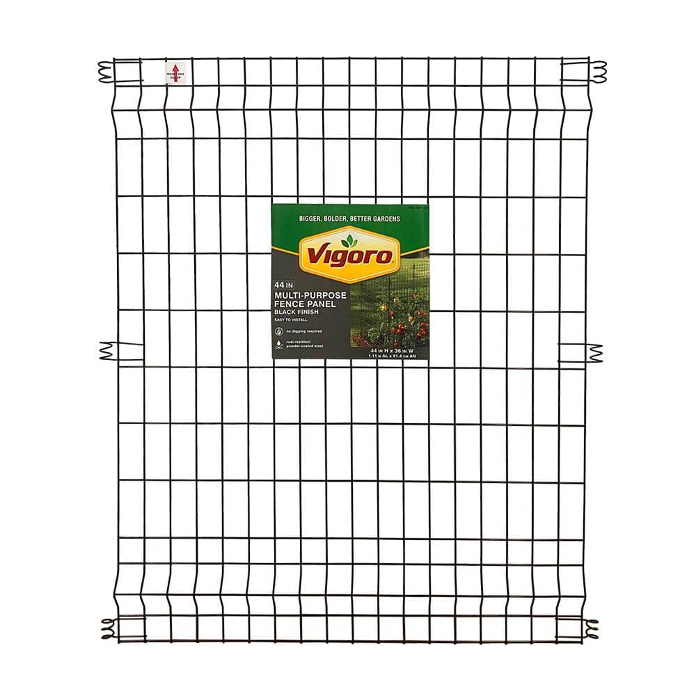Vigoro 44 in. H x 36 in. W Steel Multi-Purpose No Dig Black Fence