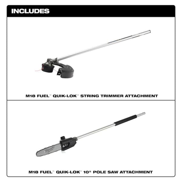 M18 FUEL QUIK-LOK 16 in. String Trimmer Attachment & M18 FUEL QUIK-LOK 10 in. Pole Saw Attachment (2-Tool)