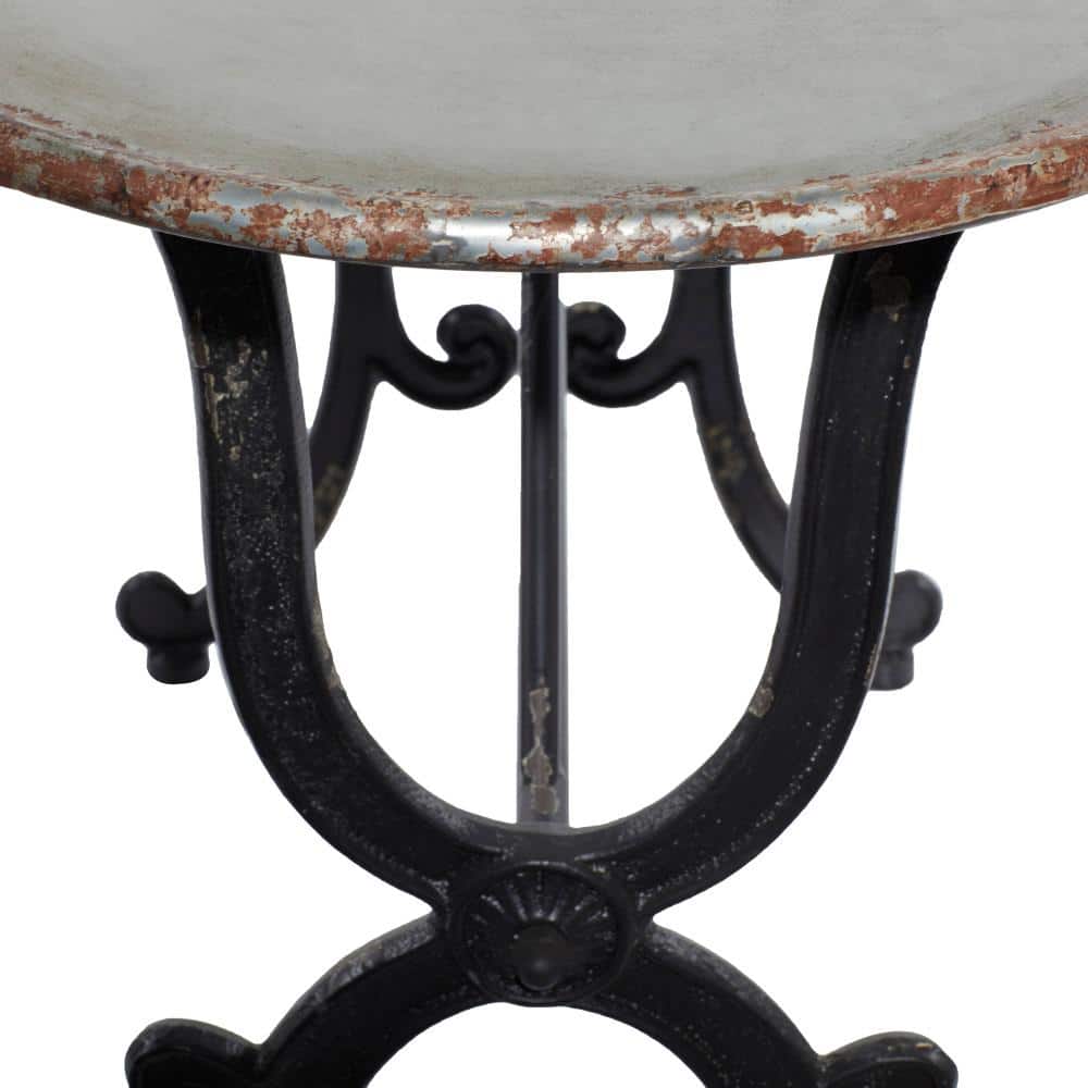 Crestline Distressed Gray Metal & Glass Console Table with Storage