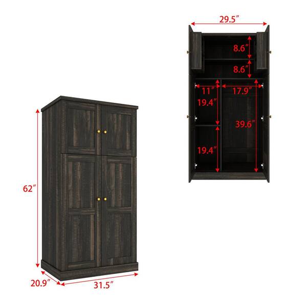 FUFU&GAGA Dark Wood 62 in. H Accent Office Storage Cabinet with 5