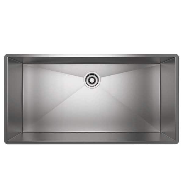 Forze All-in-One Drop-in;Undermount Stainless Steel 37.5in. 0-Hole Single Bowl Kitchen Sink in Brushed Stainless Steel