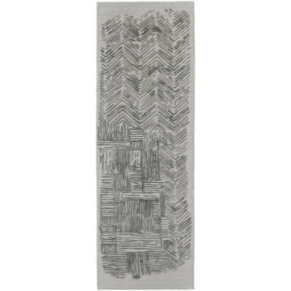 2 ft. x 8 ft. Blue, Ivory Abstract Runner Rug