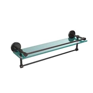 22 in. L x 5 in. H x 5 in. W Gallery Clear Glass Bathroom Shelf with Towel Bar in Oil Rubbed Bronze