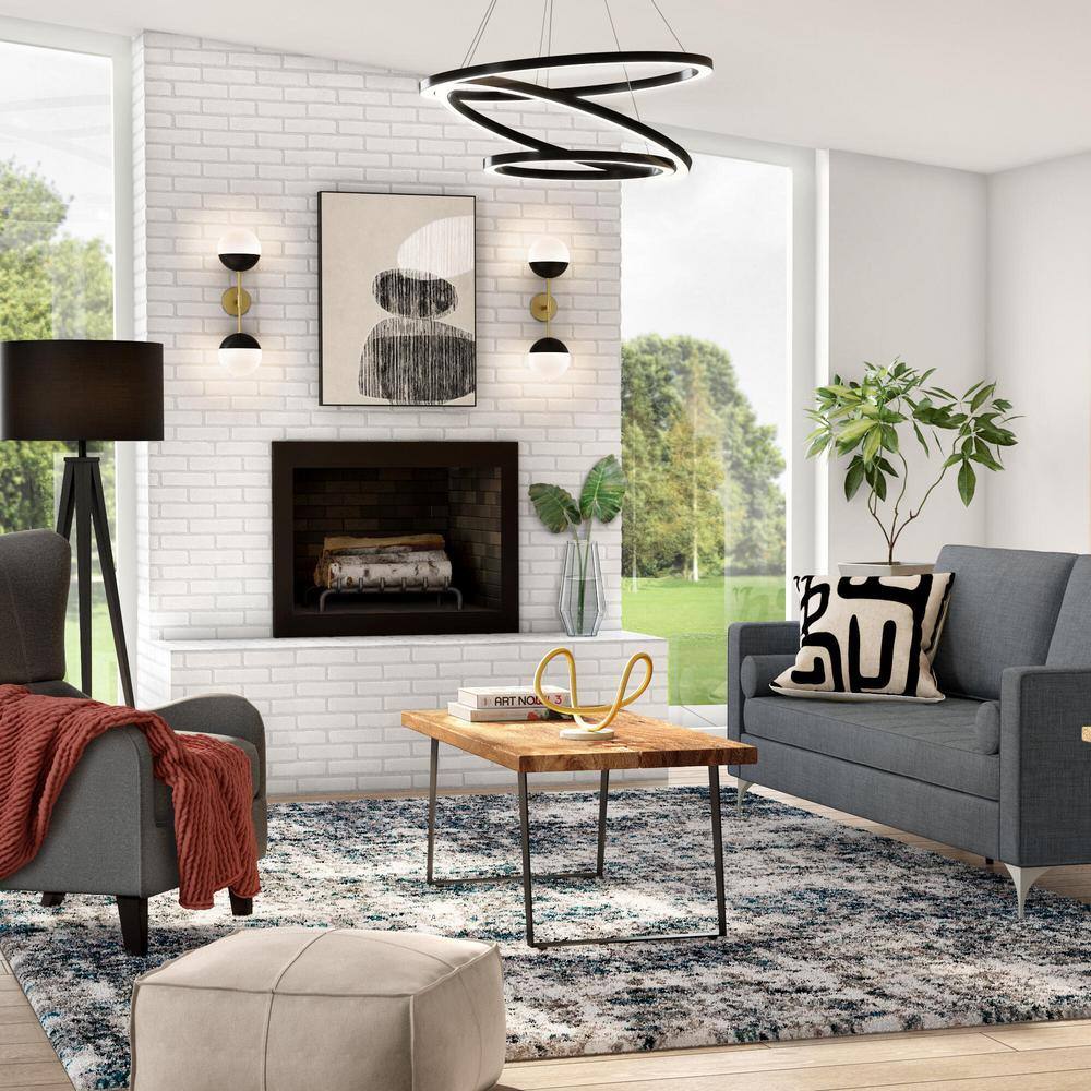 Tania Trio 32" Black Modern Adjustable Circular LED Chandelier