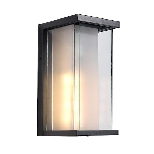 Maxax Montpelier 12.8 in. H 1-Light Black Hardwired Dusk to Dawn Outdoor Sconce Wall Lantern Sconce