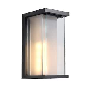 Montpelier 12.8 in. H 1-Light Black Hardwired Dusk to Dawn Outdoor Sconce Wall Lantern Sconce