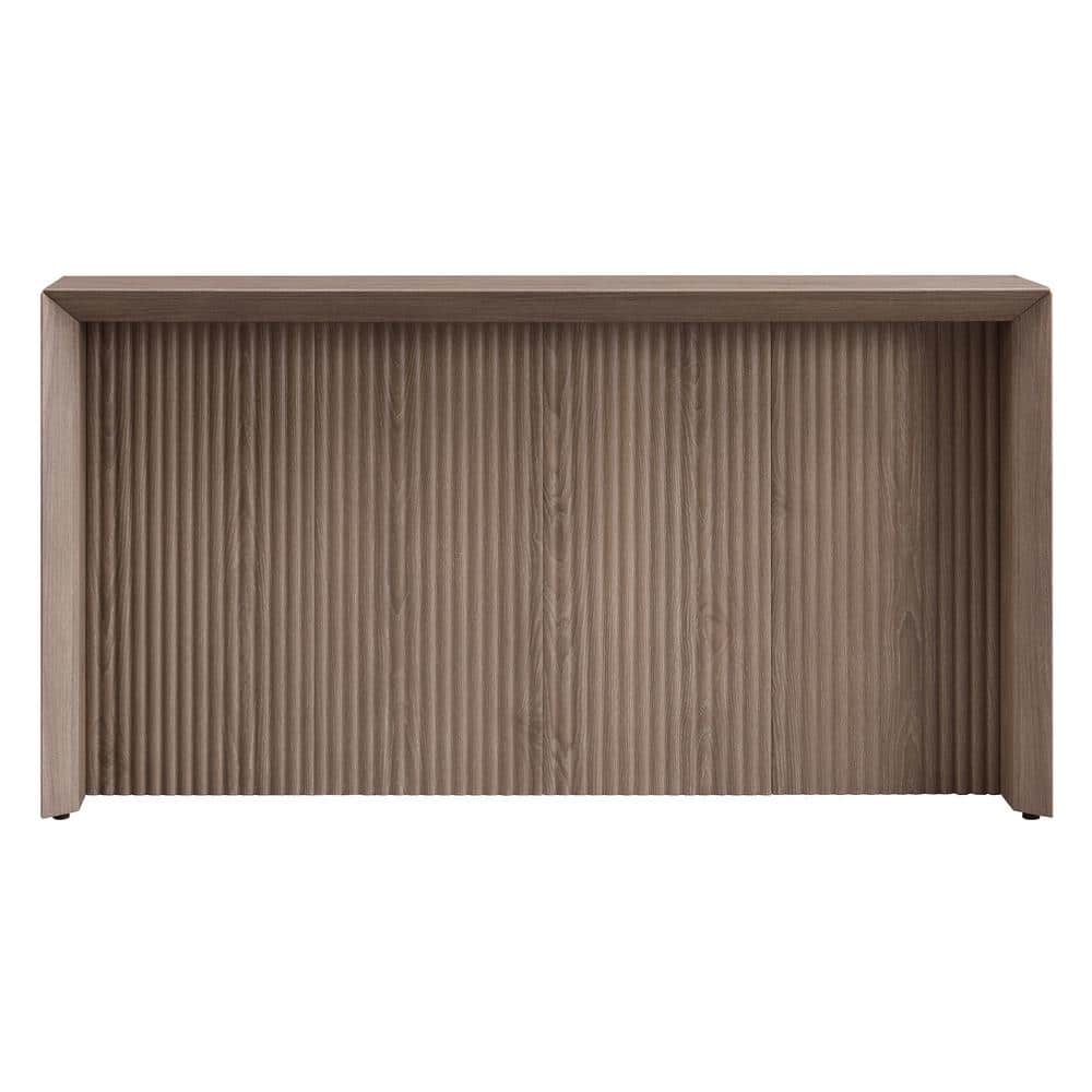 Antiqued Gray Oak Rectangular Hallway Table with Ridged Storage
