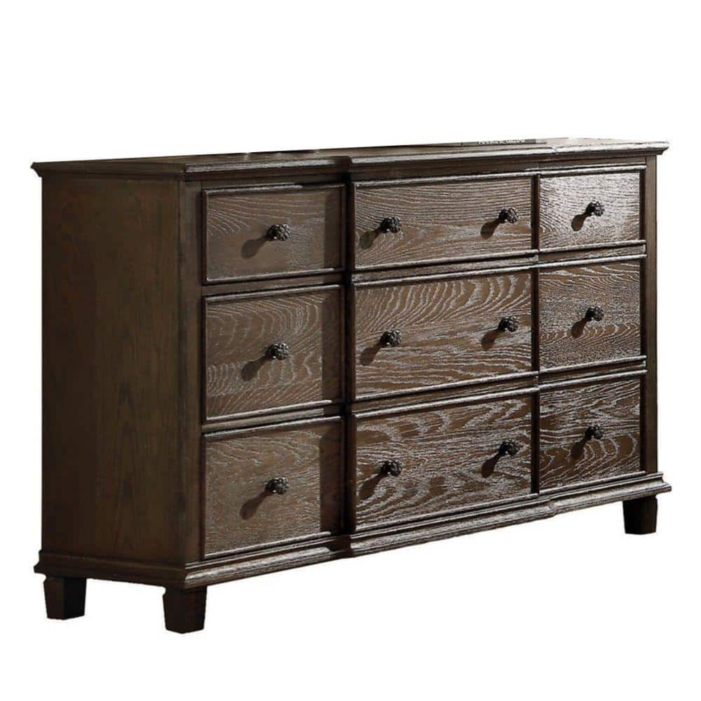 Benjara 18.11 In. Brown 9-Drawer Wooden Dresser Without Mirror BM185450 ...