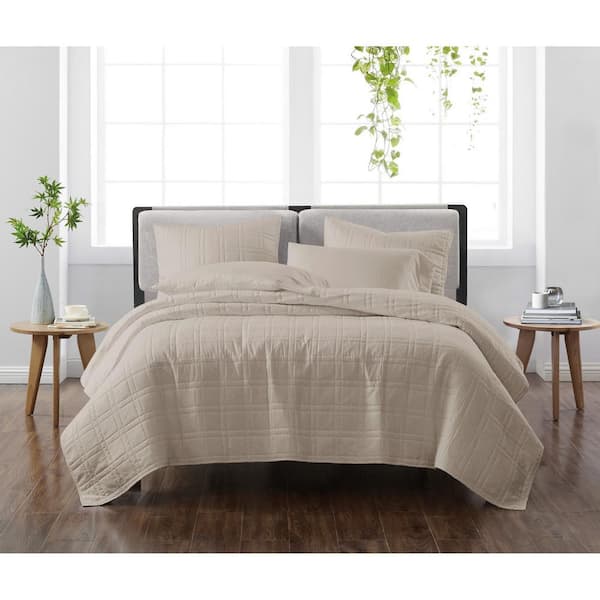 CANNON Solid Khaki Twin/Twin XL 2-Piece Quilt Set