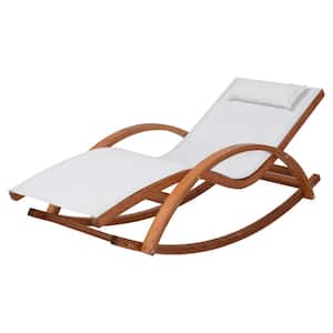 Outdoor Cedar Wood Patio Lounge Chair with White Textilene Fabric