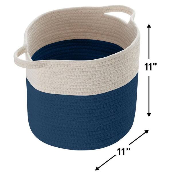 Dracelo Freestanding Woven Storage Basket for Toilet Tank Top, Bathroom,  Table and Counter in Navy Stitching White 1 pack B09C24926M - The Home Depot