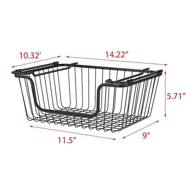  2 Pack Stackable Wire Baskets with Bamboo Top for