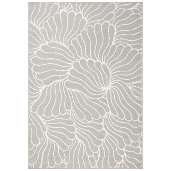 Pyramid 5 ft. x 8 ft. Gray/Ivory Oversized Floral Wavy Area Rug