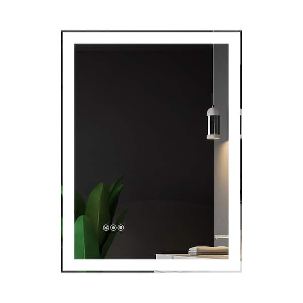Unbranded 20 in. W x 28 in. H Rectangular Frameless Wall Bathroom Vanity Mirror, Bathroom LED Mirror Anti- fog Mirror