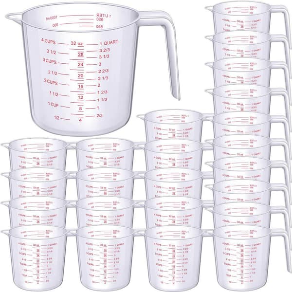 24-Piece Plastic Measuring Cups Set with Spout and Handles for Recipe Ingredient Flour Water Liquid