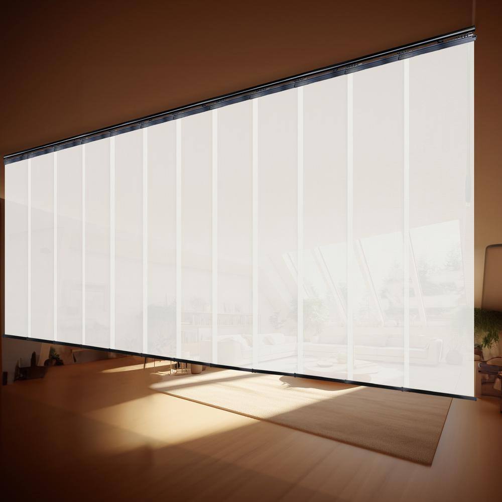 Dove 140 in. - 260 in. W x 116 in. L Adjustable 12-Panel Black Double Rail Panel Track with 23.5 in. Slates