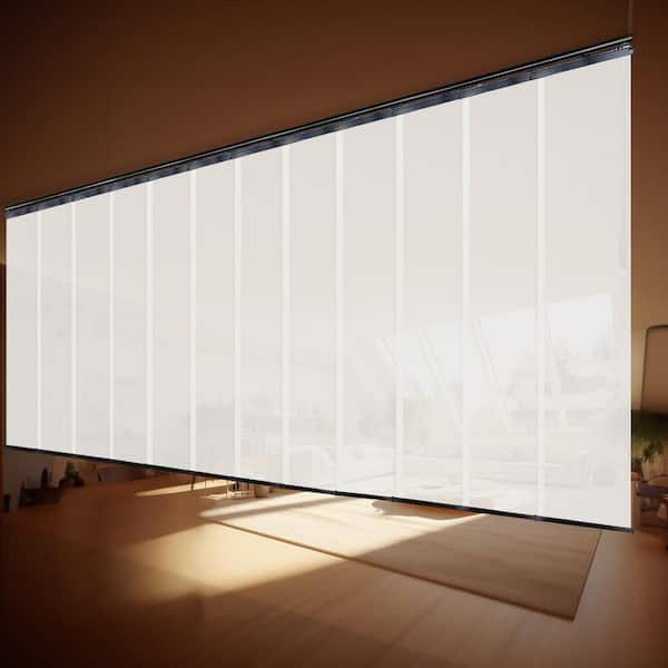 EMOH Dove 140 in. - 260 in. W x 116 in. L Adjustable 12-Panel Black Double Rail Panel Track with 23.5 in. Slates
